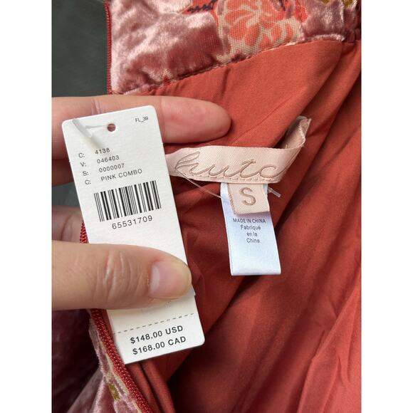 NEW NWT Hutch Dusty Rose Velvet Floral Burnout Wide Leg Trouser Pants - S - Picture 6 of 9